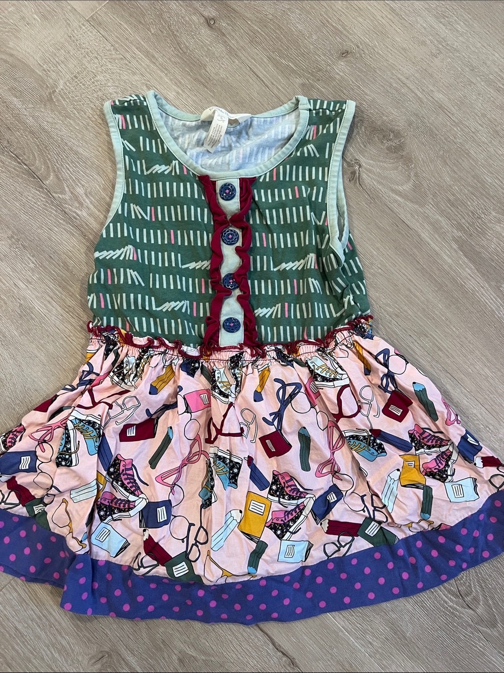 Matilda Jane Green and Pink Mixed-Print Tank Top Size 8